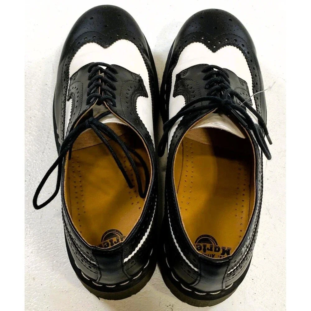 Dr Martens 3989 Brogue Shoes Mens Size 11 Black White Wingtip Oxford